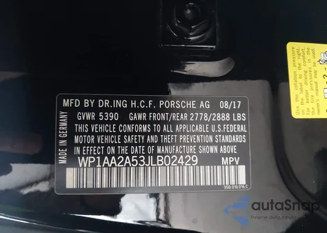 2018 Porsche Macan z USA, uszkodzony, nr VIN WP1AA2A53JLB02429